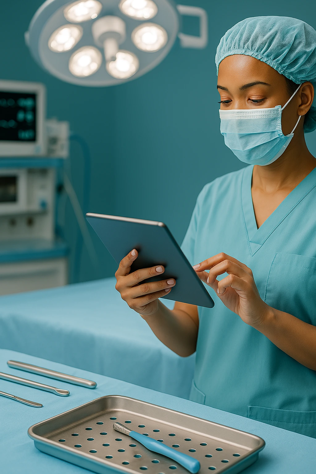 Nurse with spinal endoscope illustration